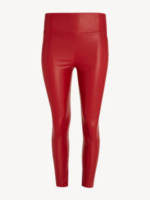 Blood Red Leather Capri Legging