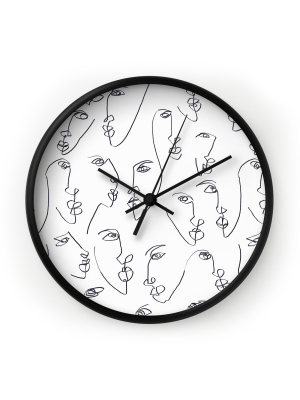 Jacqueline Maldonado Twin Flames Black And White Wall Clock - Deny Designs