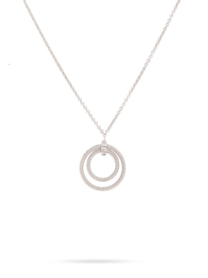 Marco Bicego® Bi49 Collection 18k White Gold And Diamond Small Double Circle Necklace