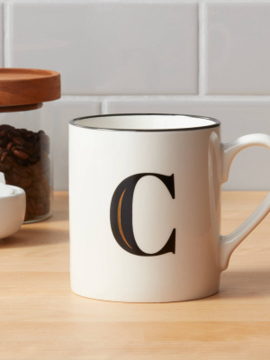 16oz Stoneware Monogram C Mug White - Threshold™