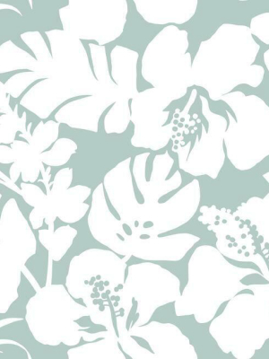 Hibiscus Arboretum Wallpaper In Mint From The Water's Edge Collection By York Wallcoverings