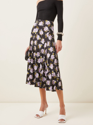 Vesper Floral Crepe Midi Skirt