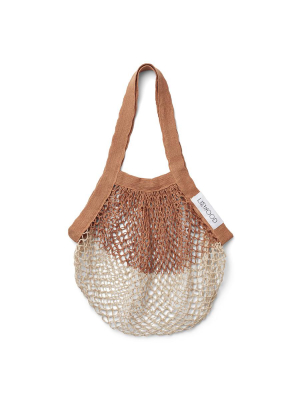 Mesh Tote . Organic Cotton Aldo Bag - Tuscany Rose / Sandy