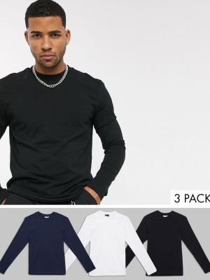 Asos Design 3 Pack Long Sleeve T-shirt