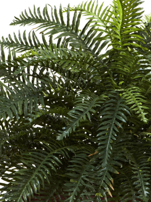 Nearly Natural River Fern With Wood Planter