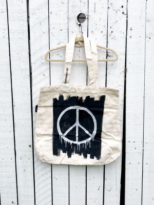 'peace' Painted Tote Bag