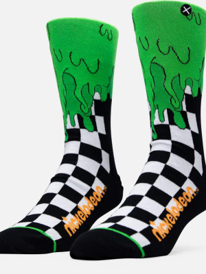 Odd Sox Nickelodeon Slime Checkerboard Crew Socks