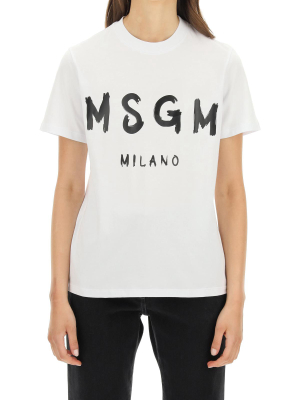 Msgm Logo Printed T-shirt