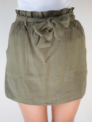 Tie Front Linen Skirt