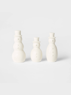 3pk Ceramic Snowman Decorative Figurine Set White - Wondershop™