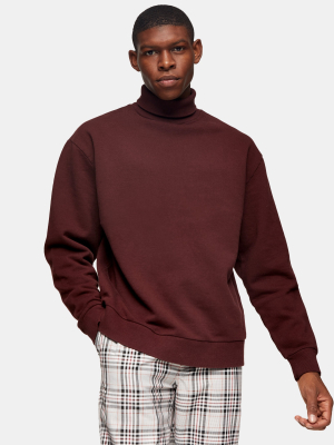 Burgundy Roll Neck Sweatshirt