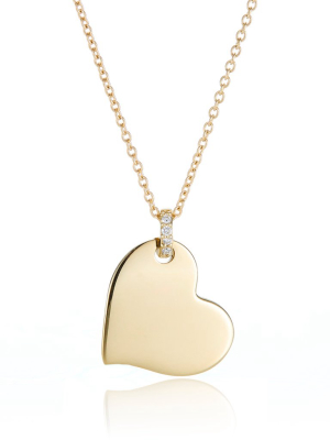 Gold Heart & Diamond Pendant Necklace