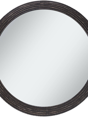 Uttermost Quentin Black 34" Round Metal Framed Wall Mirror