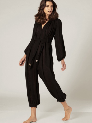 Poet Black Organic Gauze Jumpsuit