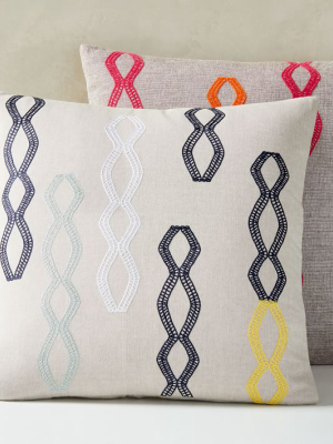 Embroidered Diamond Stripe Pillow Cover