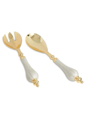 Julia Knight Peony Salad Serving Set In Gold Snow