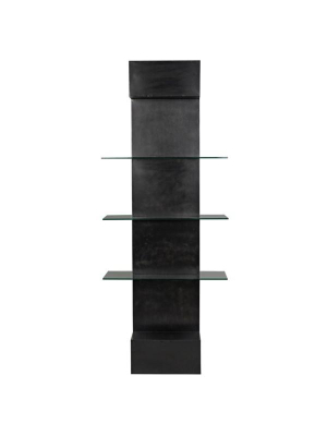 Colombo Shelving In Black Metal & Glass