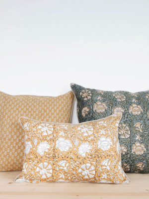 Linen Hand Block-printed Pillow Cover Set No. 0708