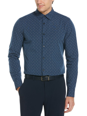 Vertical Dash Print Slub Shirt