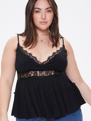 Plus Size Lace-trim Tiered Cami