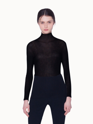 Fine Rib Knitted Pullover In Seamless Cashmere Silk