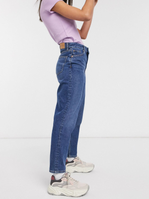 Monki Taiki Organic Cotton High Waist Mom Jeans In La Lune