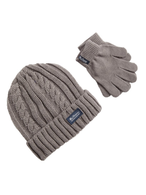 Kids' Cable Knit Hat & Gloves Set - Grey