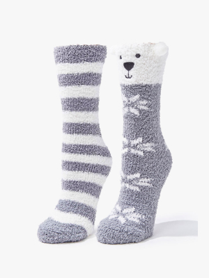 Fuzzy Knit Crew Socks Set