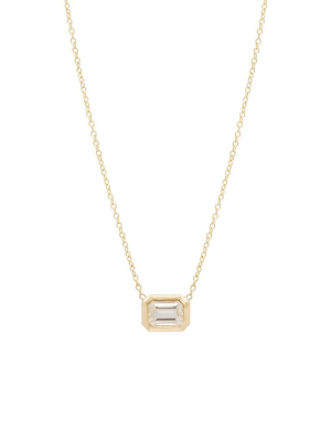 14k Large Emerald Cut Diamond Necklace