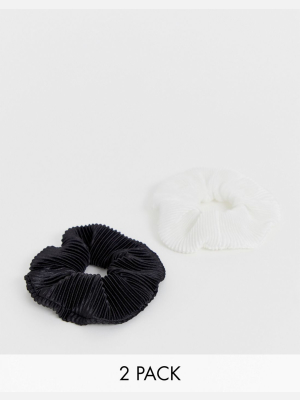 My Accessories London Exclusive Plisse Hair Scrunchie 2 Pack