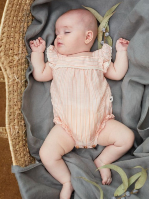 Linen Cotton Striped Baby Romper