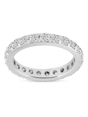 Pompeii3 1 1/2 Ct Diamond Eternity Ring 14k White Gold Common Prong Stackable Band