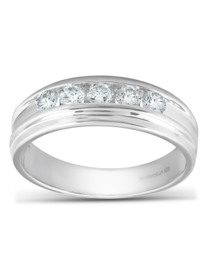 Pompeii3 1/2 Ct Diamond Mens Wedding Ring 10k White Gold