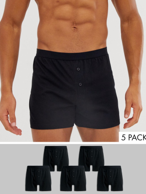 Asos Design 5 Pack Jersey Boxers Black Save