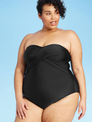 Women's Plus Size Twist-front Bandeau One Piece Swimsuit - Kona Sol™