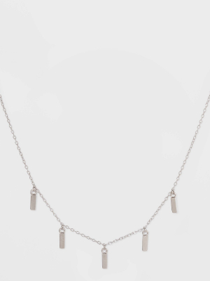 Sterling Silver Thin Dangle Bar Station Necklace - Universal Thread™ Silver