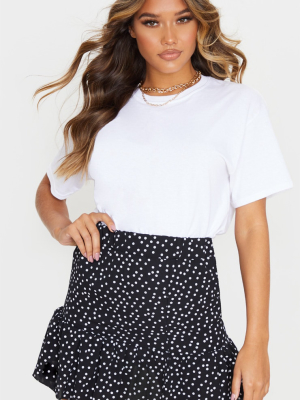 Black Polka Dot Frill Hem Skirt