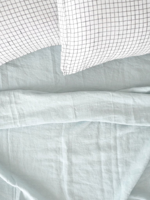 Linen Flat Sheet, Pale Blue