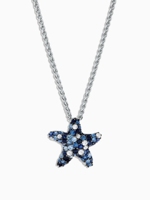 Effy 925 Sterling Silver Blue Sapphire Splash Starfish Pendant, 2.90 Tcw