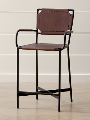 Laredo Brown Leather Counter Stool