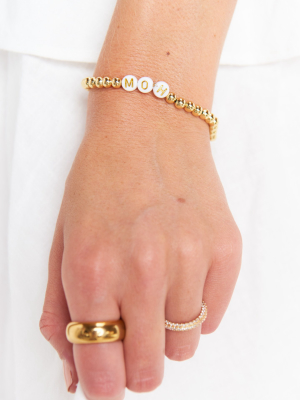 Moh Bracelet ~ Gold & White Beaded