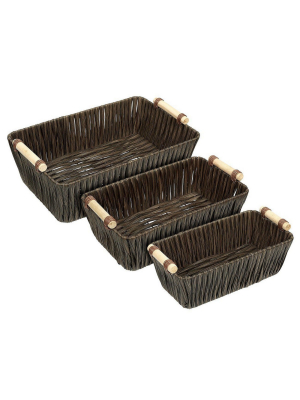 Wicker Basket, Woven Storage Baskets (brown, 3 Pieces)