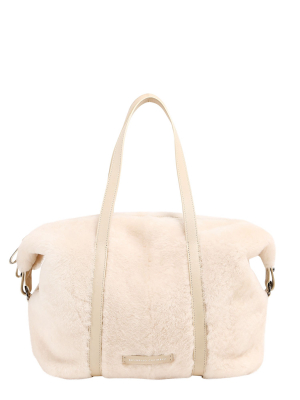 Brunello Cucinelli Logo Patch Fur Tote Bag