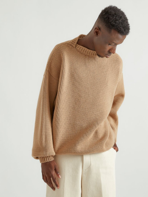 Overlapped Sweater In Camel