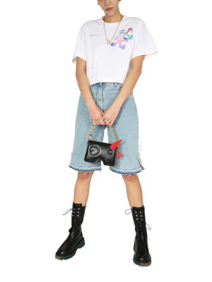 Off-white Knee-length Denim Shorts