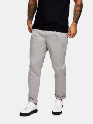 Gray Pleated Tapered Pants