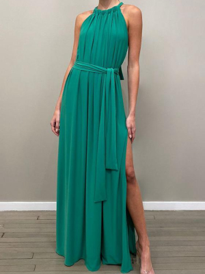 Emerald Jersey Sleeveless Tent Dress
