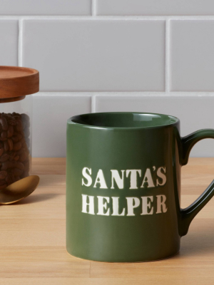 16oz Stoneware Santa's Helper Christmas Mug Green - Threshold™