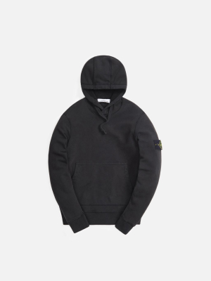 Stone Island Brushed Cotton Fleece Garment Dyed Hoodie - Black