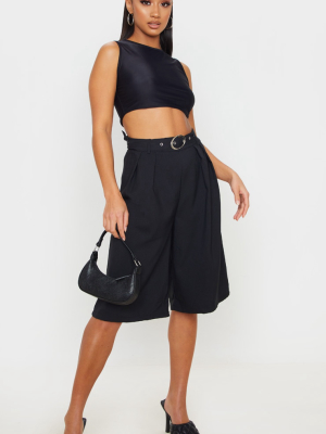 Petite Black Belted City Short